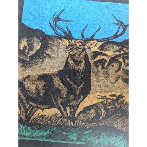 Vintage San Marcos Deer Buck Elk Hunting Hi Pile Acrylic Blanket Mexican 58x72 - Picture 1 of 8